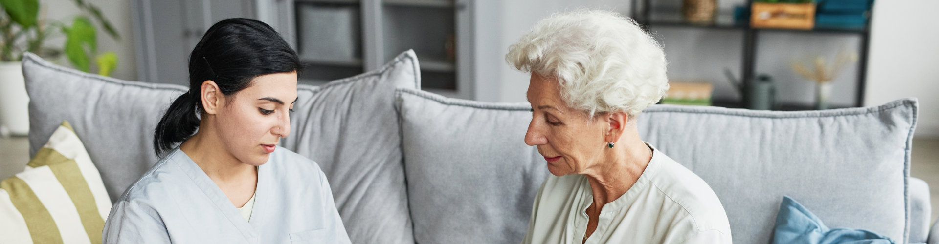 caregiver taking care on the elderly